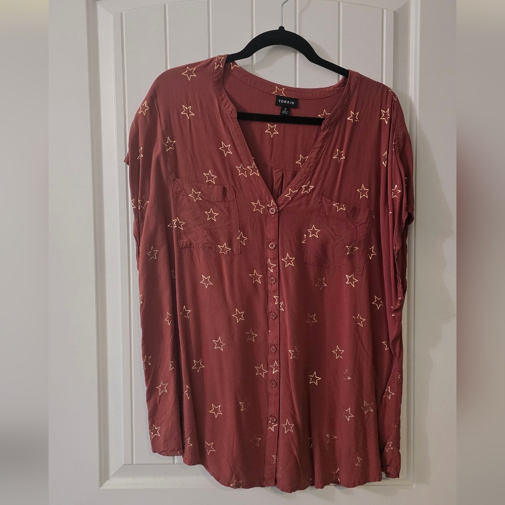 Torrid Star Print Blouse - Size 2